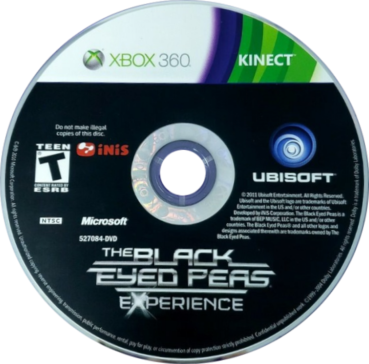 The Black Eyed Peas Experience disc for Xbox 360 (X360) motion-controlled dance rhythm video game