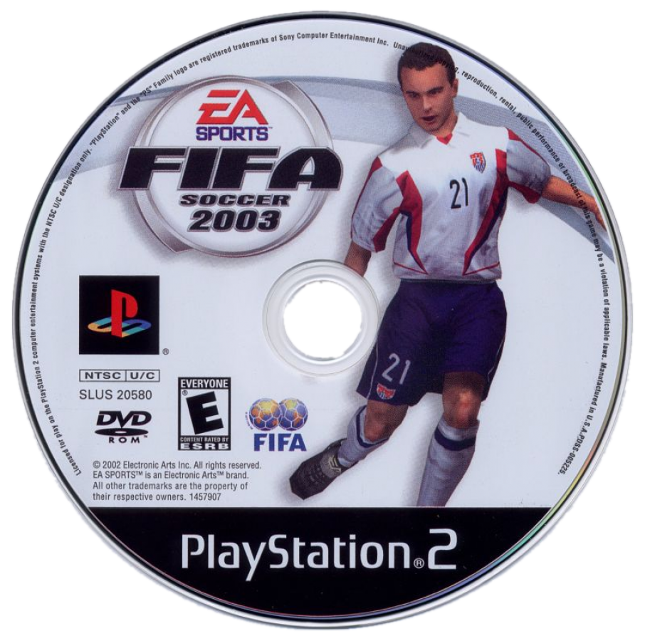 FIFA Soccer 2003 retro PlayStation 2 video game FIFA Soccer football sports simulation realistic gameplay multiplayer tournament mode console title PlayStation 2 release disc