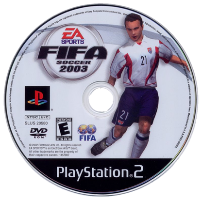 FIFA Soccer 2003 retro PlayStation 2 video game FIFA Soccer football sports simulation realistic gameplay multiplayer tournament mode console title PlayStation 2 release disc