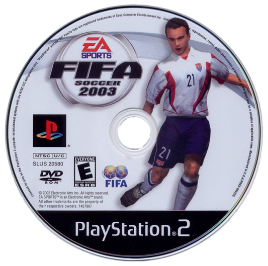 FIFA Soccer 2003 retro PlayStation 2 video game FIFA Soccer football sports simulation realistic gameplay multiplayer tournament mode console title PlayStation 2 release disc