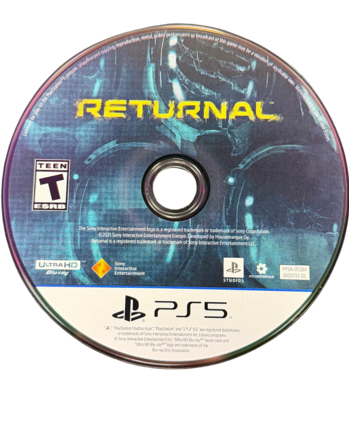Returnal PS5 sci-fi action roguelike video game disc