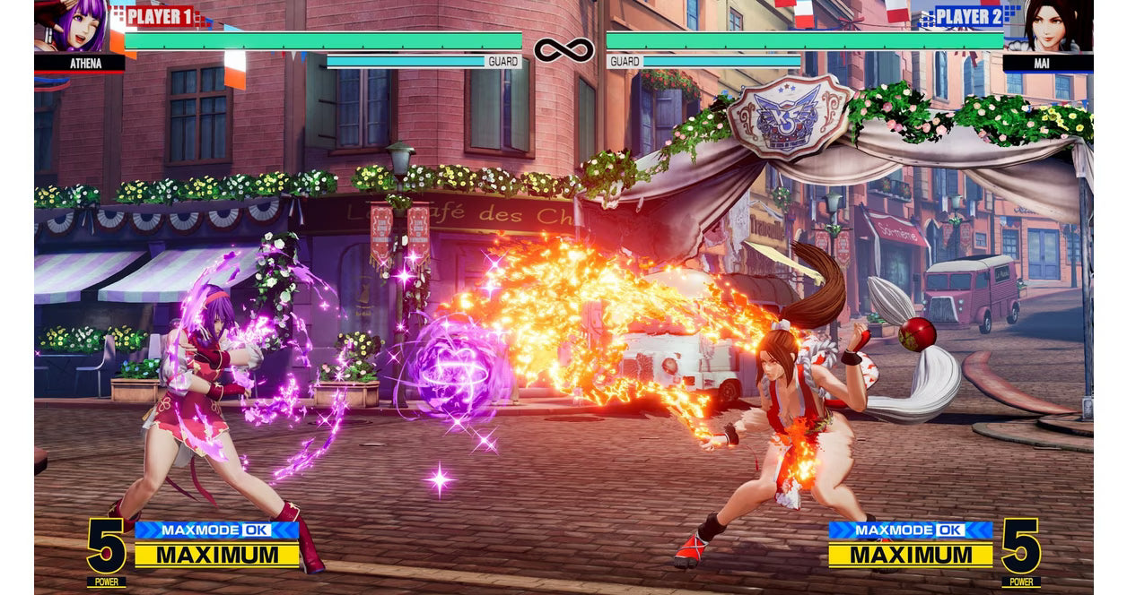 King of Fighters XV for PlayStation 4 (PS4) at Gamers INC, featuring the legendary 3-on-3 fighting system with a massive roster of classic and new fighters, rollback netcode for smoother online matches, and stunning visuals powered by Unreal Engine for the most intense KOF battles yet gameplay screenshot