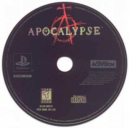 Apocalypse retro sci-fi action run and gun shooter game for PlayStation 1 (PS1) disc