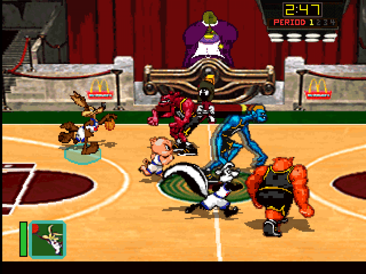 Space Jam gameplay for PlayStation 1 (PS1) basketball sports video game