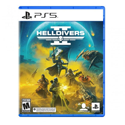 Helldivers II cover art for PlayStation 5 (PS5) cooperative third-person shooter video game