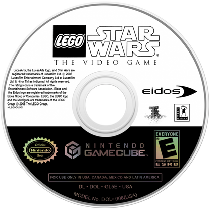 LEGO Star Wars The Video Game Player’s Choice for GameCube, disc for an action-adventure platformer video game with Star Wars characters, cooperative gameplay, puzzle-solving, and family-friendly LEGO action
