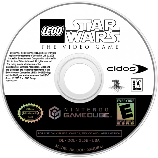 LEGO Star Wars The Video Game Player’s Choice for GameCube, disc for an action-adventure platformer video game with Star Wars characters, cooperative gameplay, puzzle-solving, and family-friendly LEGO action