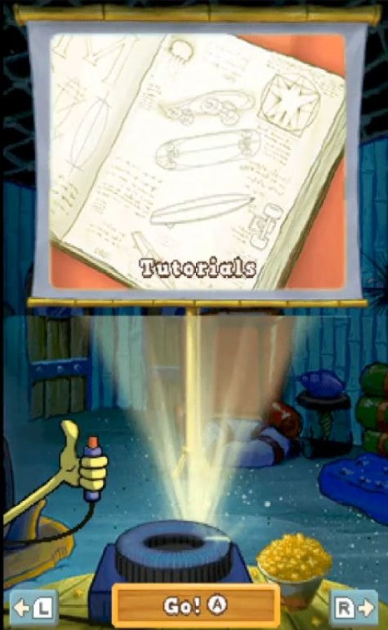 SpongeBob Surf & Skate: Roadtrip for Nintendo DS sports adventure game featuring skateboarding and surfing challenges, colorful Bikini Bottom levels, mini games, and stylus controlled family friendly gameplay experience gameplay