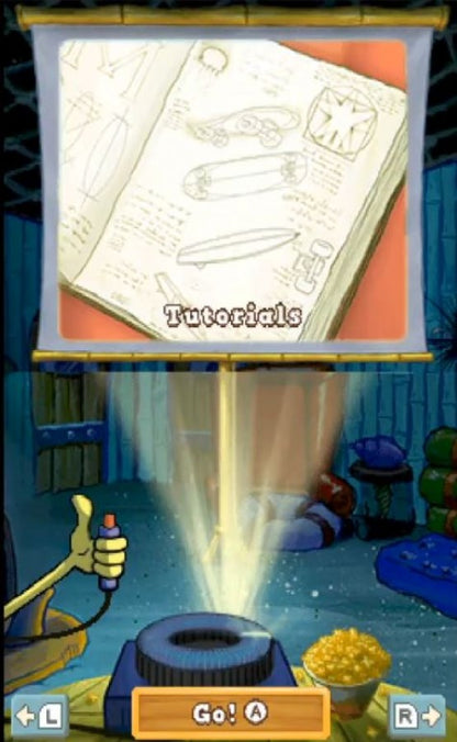 SpongeBob Surf & Skate: Roadtrip for Nintendo DS sports adventure game featuring skateboarding and surfing challenges, colorful Bikini Bottom levels, mini games, and stylus controlled family friendly gameplay experience gameplay