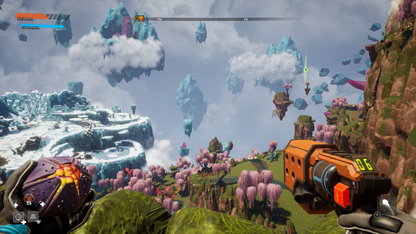 Journey to the Savage Planet Nintendo Switch inspired design featuring colorful sci fi exploration adventure aesthetic alien world discovery quirky humor cooperative gameplay exotic creatures vibrant environments first person action and survival presentation gameplay 
