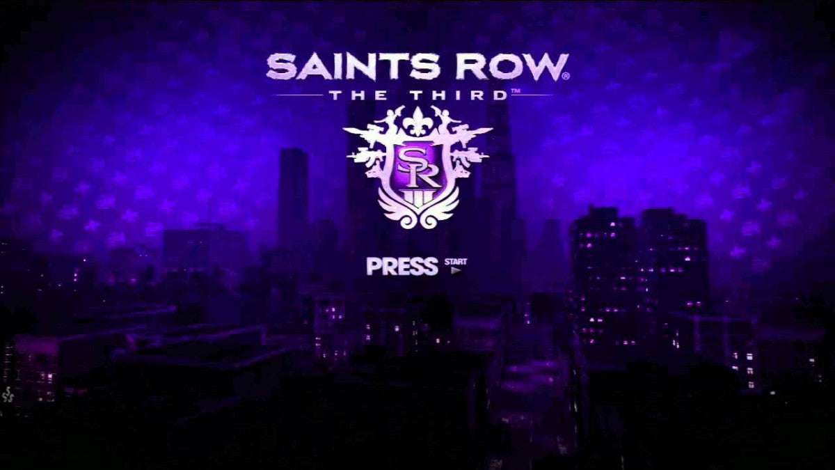 Saints Row: The Third title screen for PlayStation 3 (PS3) video game