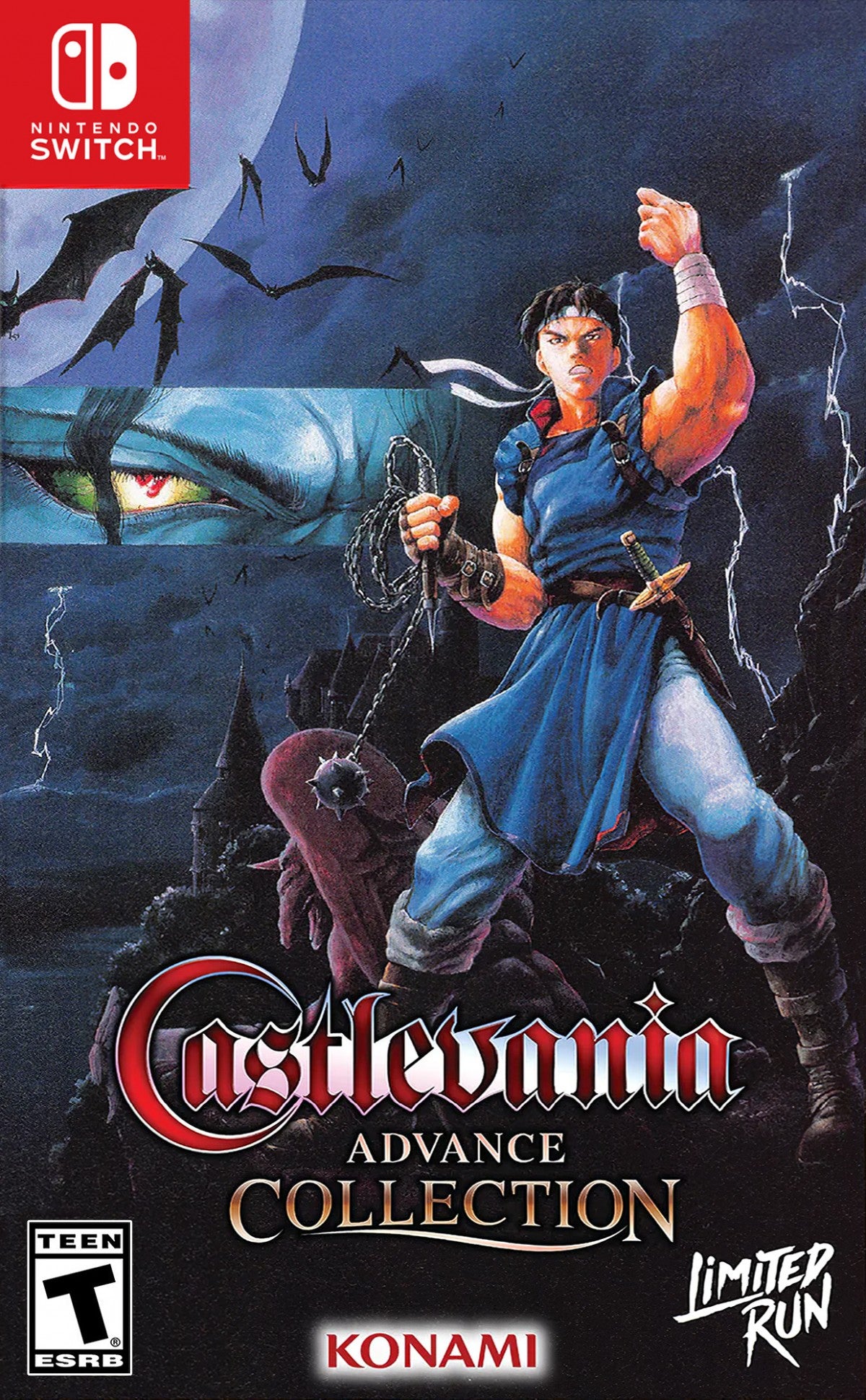 Castlevania Advance Collection Limited Run Dracula X Cover Nintendo Switch NS for action adventure video game fans featuring classic Castlevania titles Metroidvania exploration gothic environments vampire hunting gameplay challenging bosses character abilities collectible edition packaging and retro gaming appeal front cover art