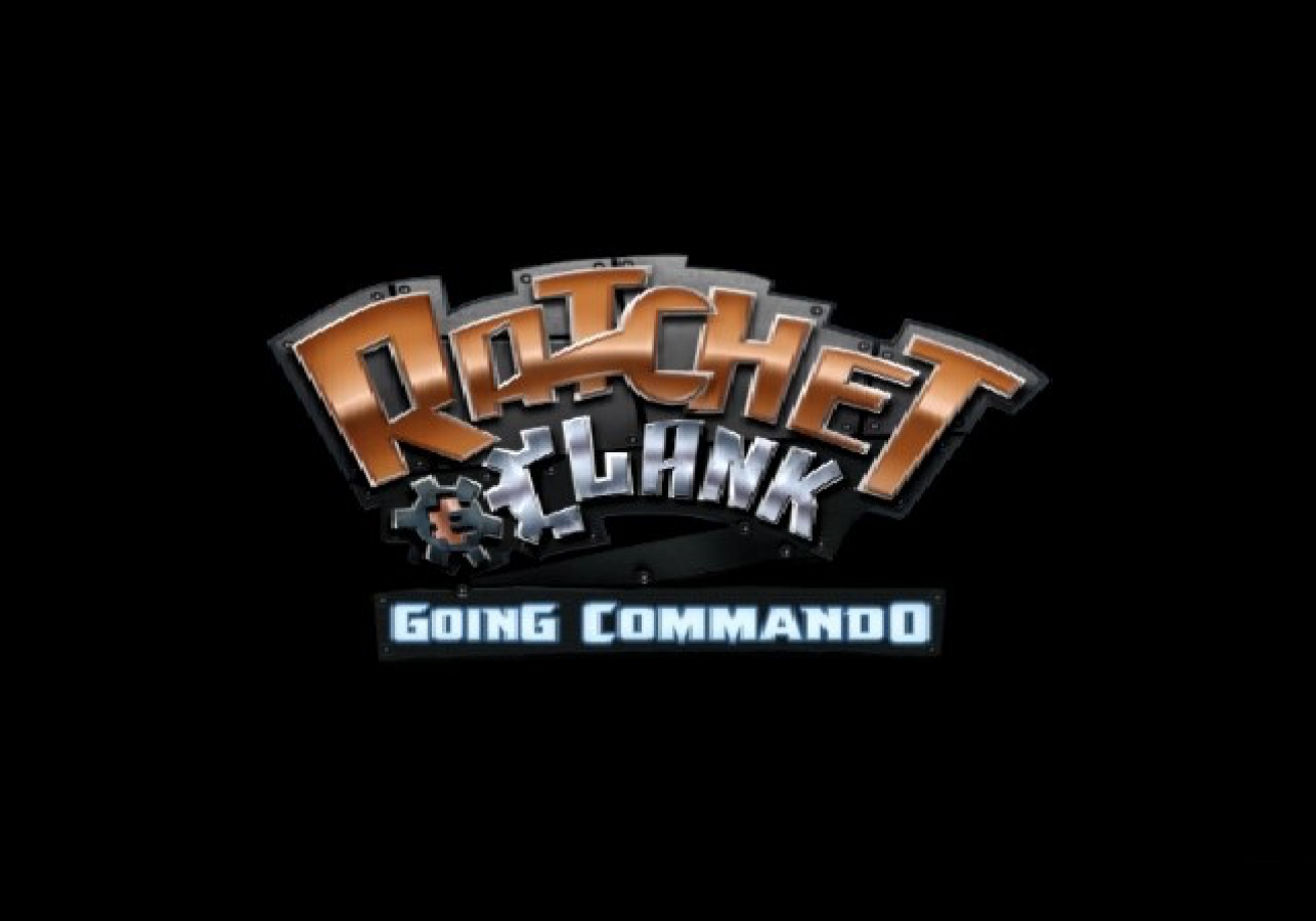 Ratchet and Clank Going Commando PlayStation 2 retro video game action platformer title screen (2003)