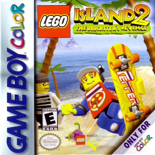 Lego Island 2: Brickster’s Revenge Game Boy Color action-adventure video game cover art.