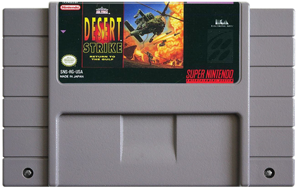 Desert Strike: Return to the Gulf cartridge for Super Nintendo Entertainment System (SNES) retro video game