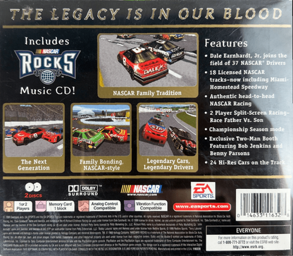 NASCAR 99 Legacy back of case for PlayStation 1 (PS1) retro racing video game