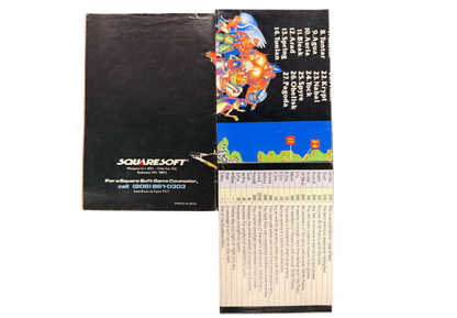 Breath of Fire Super Nintendo Entertainment System SNES retro video game role playing adventure featuring dragon transformations turn based combat fantasy characters exploration magical abilities challenging battles classic 16 bit graphics Super Nintendo gaming experience retro game collection appeal back of manuals and maps