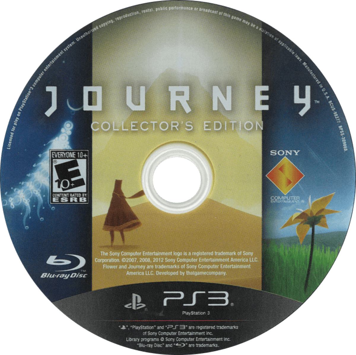 Journey [Collector's Edition] disc cover art for PlayStation 3 (PS3) video game. 