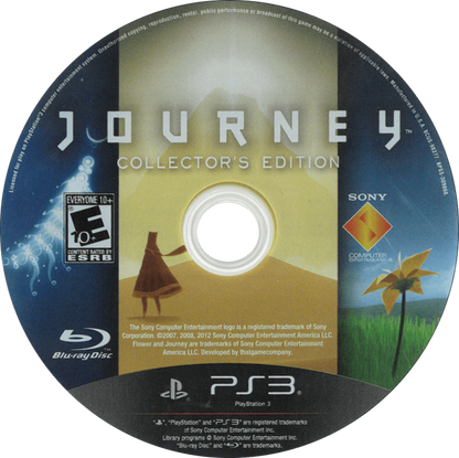 Journey [Collector's Edition] disc cover art for PlayStation 3 (PS3) video game. 
