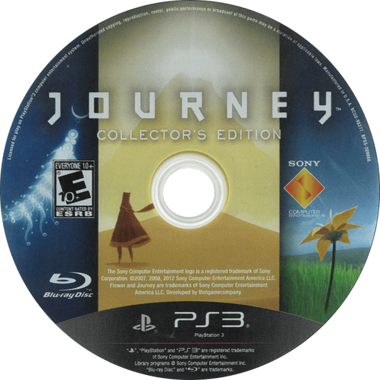 Journey [Collector's Edition] disc cover art for PlayStation 3 (PS3) video game. 