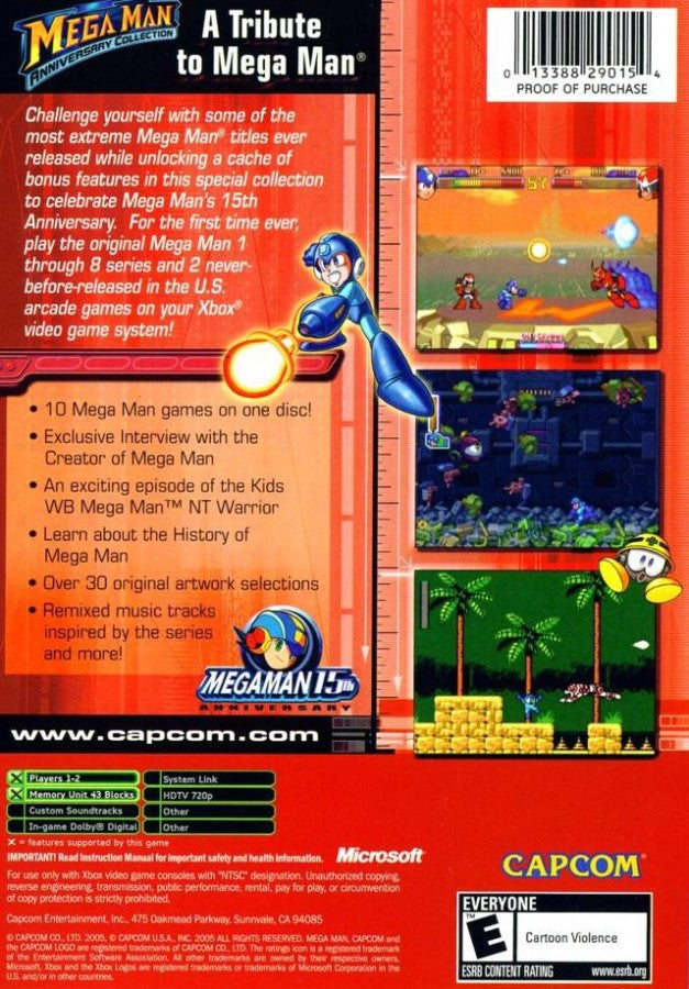 Mega Man: Anniversary Collection back cover art for Xbox (XBOX) video game