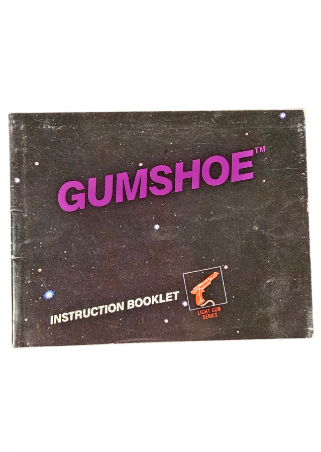 Gumshoe 5 Screw Nintendo Entertainment System NES video game featuring light gun shooting gameplay side scrolling action target shooting enemy encounters hostage rescue missions reflex challenges and classic 8 bit Nintendo gameplay retro video game collection collectible gaming appeal insert