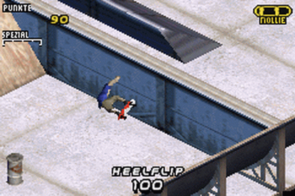 Tony Hawk's Pro Skater 2 game for the Game Boy Advance featuring skateboarding gameplay with isometric perspective trick combos career mode objectives and multiple skaters across condensed versions of classic levels adapted from the console release gameplay