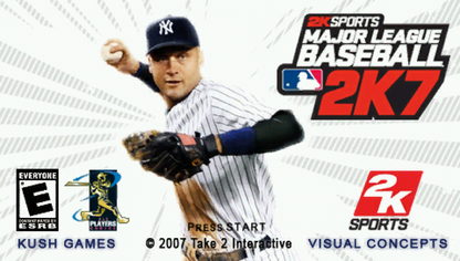 Major League Baseball 2K7 start screen for PlayStation Portable (PSP) baseball sports video game