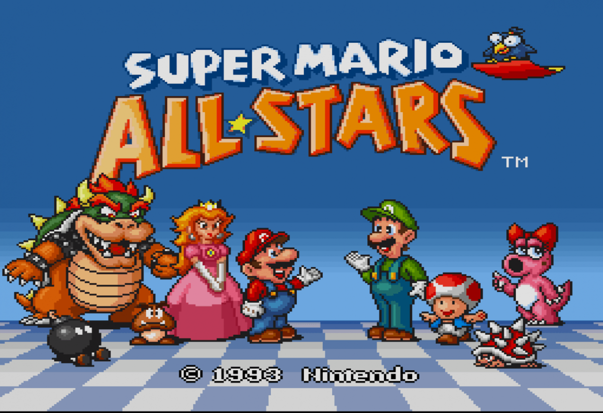 Super Mario All-Stars Wii 25th Anniversary Limited Edition platform collection featuring enhanced 16-bit versions of Super Mario Bros., Super Mario Bros.: The Lost Levels, Super Mario Bros. 2, and Super Mario Bros. 3 — includes collectible packaging and a commemorative history booklet and soundtrack CD for the Nintendo Wii. gameplay