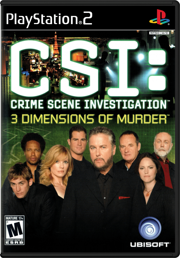CSI: Dimensions of Murder for PlayStation 2 with crime investigation and forensic mystery gameplay cover art