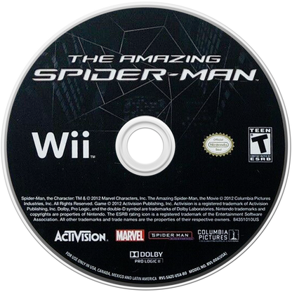 The Amazing Spider-Man Nintendo Wii for action adventure video game fans featuring Spider-Man web swinging combat superhero missions New York City exploration wall crawling acrobatic attacks villains puzzle solving and motion control gameplay collectible gaming appeal disc