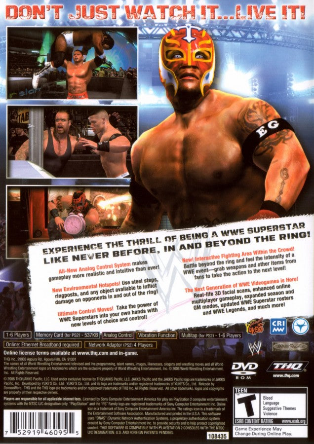 WWE SmackDown vs Raw 2007 retro PlayStation 2 video game WWE wrestling sports entertainment fighting multiplayer career mode arcade combat console title PlayStation 2 release back of case