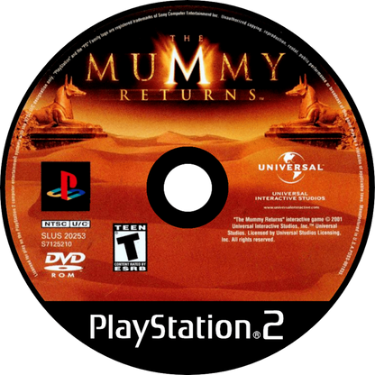 The Mummy Returns PS2 Sony PlayStation 2 action adventure game movie tie in third person combat platforming exploration ancient Egypt enemies puzzles hack and slash gameplay Universal Interactive retro gaming PlayStation 2 software video game title disc