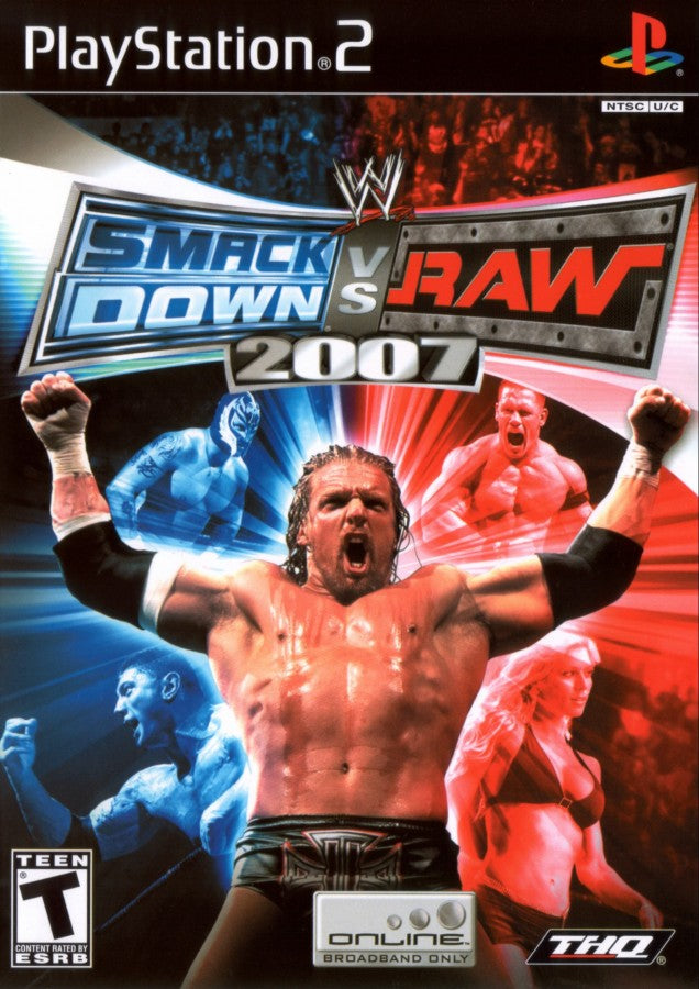 WWE SmackDown vs Raw 2007 retro PlayStation 2 video game WWE wrestling sports entertainment fighting multiplayer career mode arcade combat console title PlayStation 2 release cover art