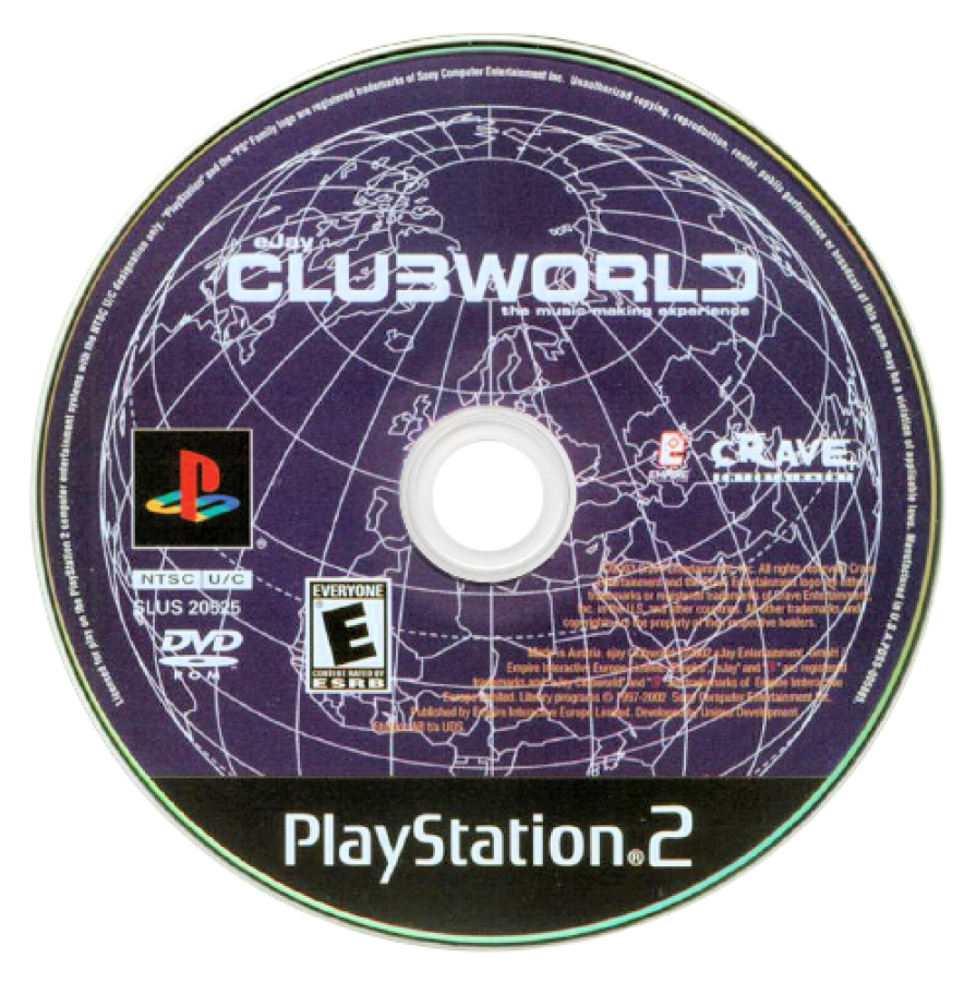 eJay Clubworld disc for PlayStation 2 (PS2) music creation and rhythm video game
