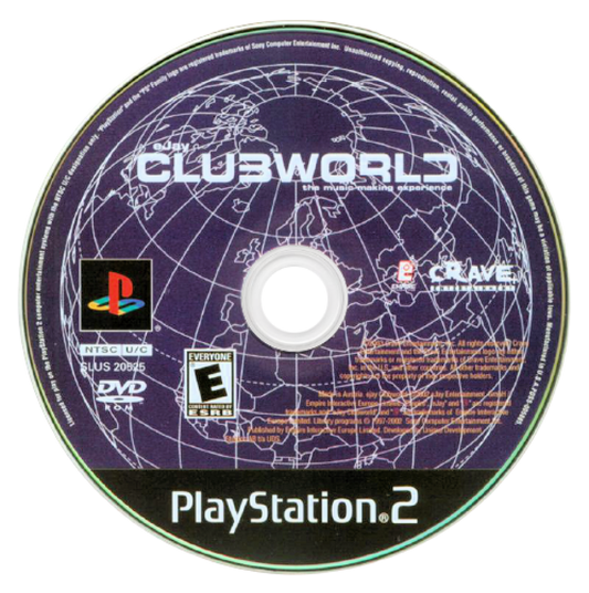 eJay Clubworld disc for PlayStation 2 (PS2) music creation and rhythm video game
