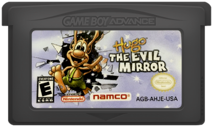 Hugo The Evil Mirror for Game Boy Advance, cartridge for an action-adventure video game with platforming gameplay, puzzle-solving, fantasy storyline, and character-based challenges