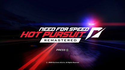 Need for Speed Hot Pursuit Remastered Nintendo Switch NS video game featuring high speed racing gameplay exotic sports cars police pursuits intense driving action road races vehicle customization competitive racing events and classic Need for Speed gameplay Nintendo Switch gaming video game collection title screen