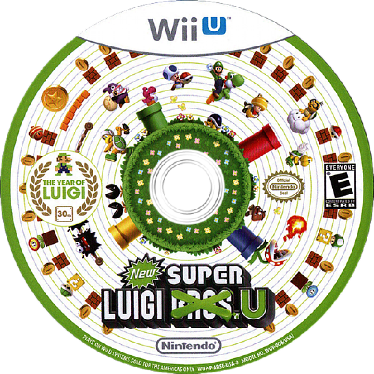 New Super Luigi U disc cover art for Nintendo Wii U (Wii U) platformer video game.  