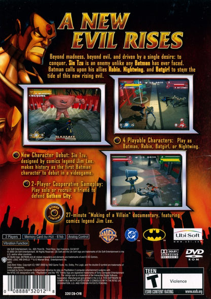 Batman Rise of Sin Tzu PS2 PlayStation 2 beat em up action game retro video game back of case