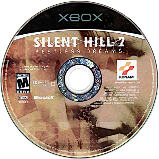Silent Hill 2 Xbox for retro video game enthusiasts featuring survival horror gameplay psychological storytelling eerie fog filled environments puzzle solving tense exploration disturbing atmosphere and collectible gaming appeal disc 