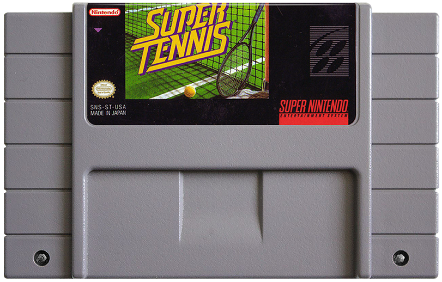 Super Tennis – Super Nintendo Entertainment System (SNES) cartridge for retro tennis video game