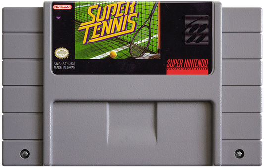 Super Tennis – Super Nintendo Entertainment System (SNES) cartridge for retro tennis video game