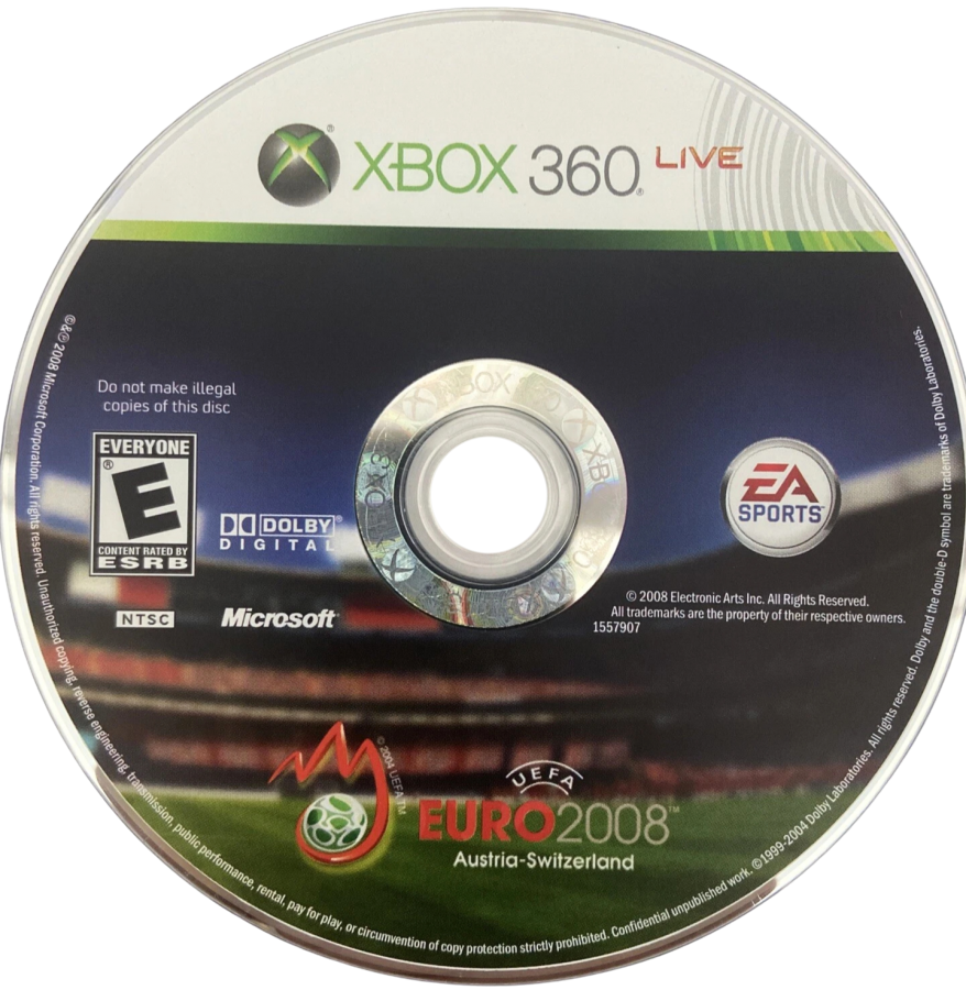 UEFA Euro 2008 Austria Switzerland retro Xbox 360 video game featuring international football gameplay, tournament competition, multiplayer soccer action and classic Xbox 360 entertainment - disc