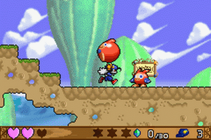 Klonoa Empire of Dreams Game Boy Advance GBA video game featuring action platforming gameplay Klonoa adventure colorful dream worlds enemy encounters puzzle solving wind bullet abilities collectible items and classic handheld Nintendo gameplay retro video game collection collectible gaming appeal gameplay