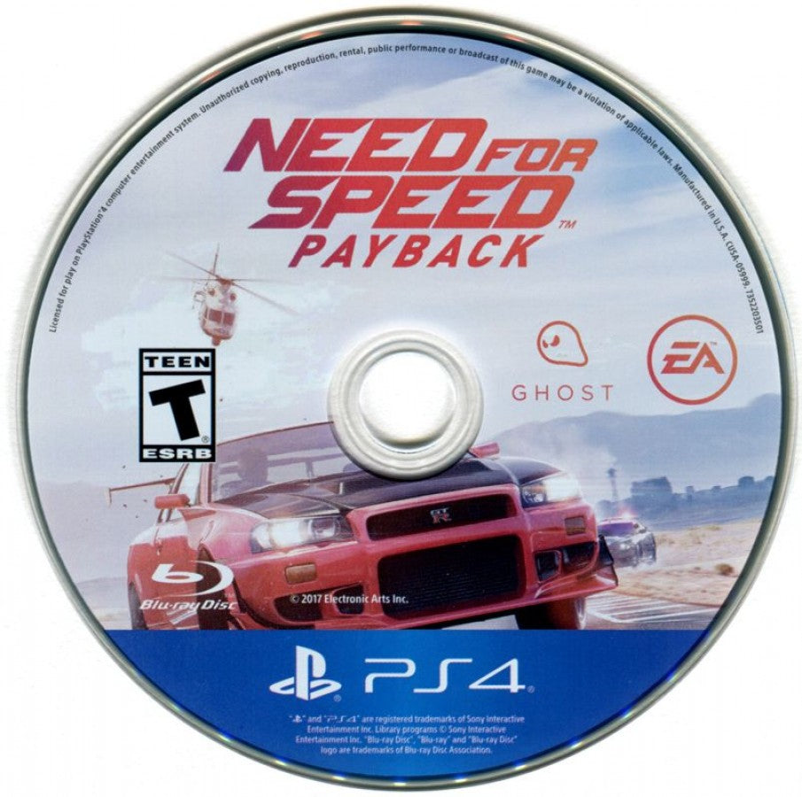 Need for Speed: Payback – PlayStation 4 (PS4) video game disc, racing action game with high-speed cars and thrilling chases