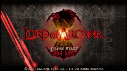 Lord of Arcana start screen for PlayStation Portable (PSP) action role-playing game