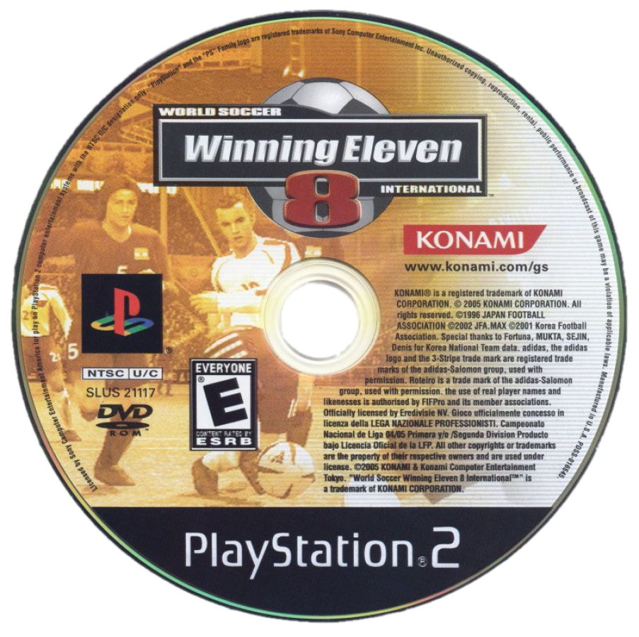 Winning Eleven 8 PlayStation 2 PS2 for soccer sports video game fans featuring realistic football matches international teams tactical gameplay passing shooting dribbling set pieces player management tournament modes and competitive multiplayer action collectible gaming appeal game disc