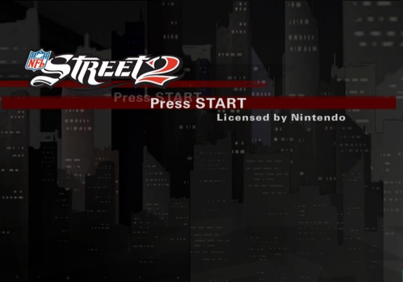 NFL Street 2 start screen for Nintendo GameCube (GC) street football sports video game