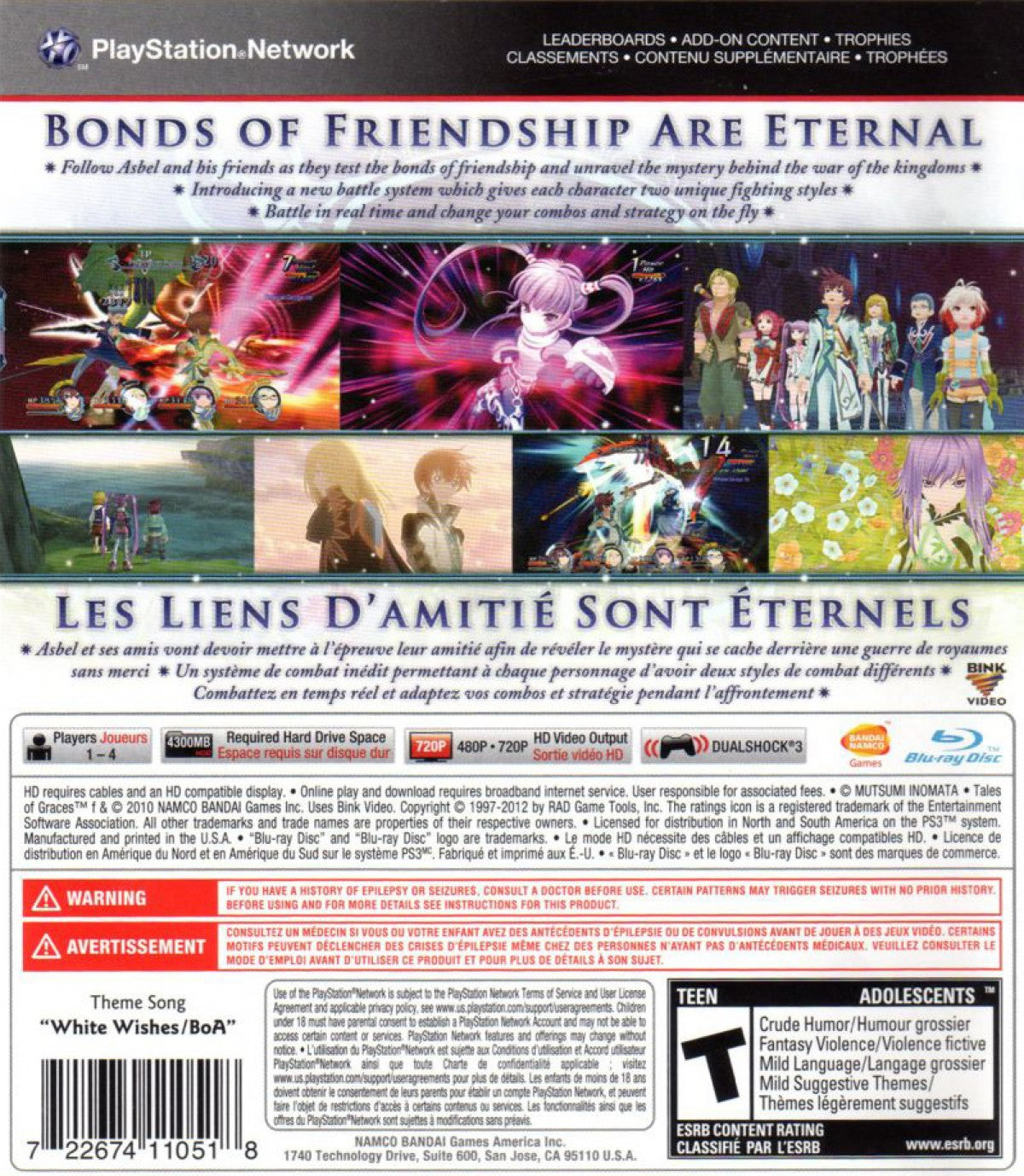 Tales of Graces F for PlayStation 3 (PS3) at Gamers INC, featuring a fast-paced "Style Shift" linear motion battle system and an emotional journey of friendship across the world of Ephinea in this definitive enhanced version of the beloved JRPG classic back cover